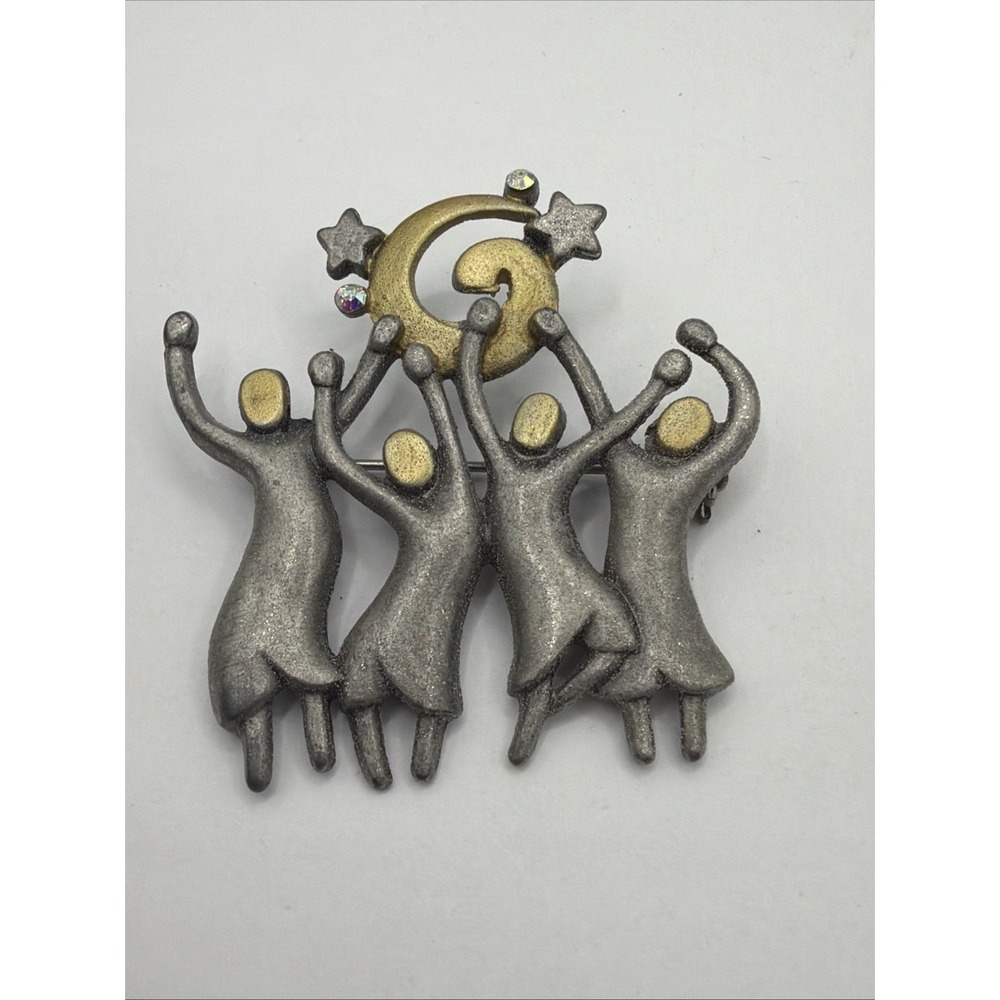 Vintage Patricia Darling Dash Pewter Dancing Brooch Pendant Pin Great Friends
